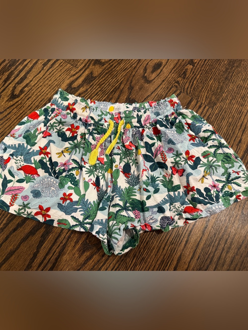 Boden Girls Dinosaur Jungle Pull-On Shorts Size 8-9Y 134 Tropical Print
